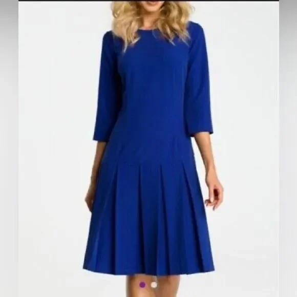 cobalt blue knee length dress Knee length shift dress in cobalt blue – AislingMaherBoutique main image 1